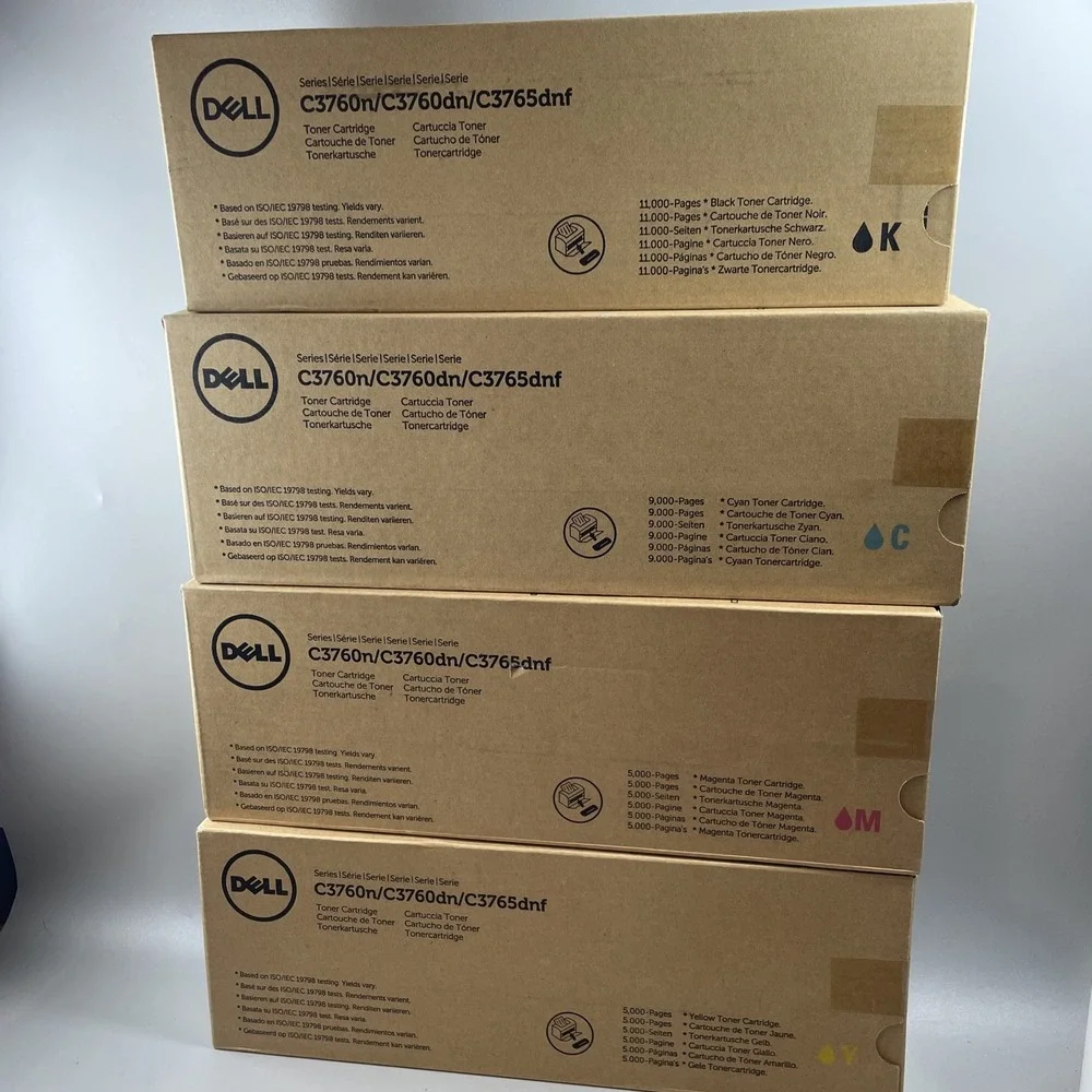 Dell C3760n C3760dn C3765dnf Genuine Toner Set CMYK MD8G4 XKGFP 1M4KP W8D60